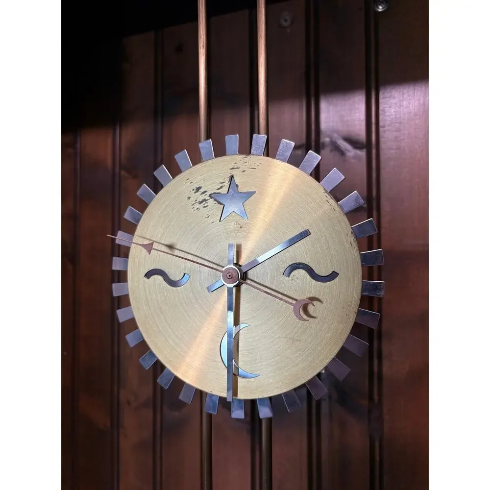 Vintage Ikea- Battery Operated Clock Silver Gold Tone Metal- Sunburst 90s Decor